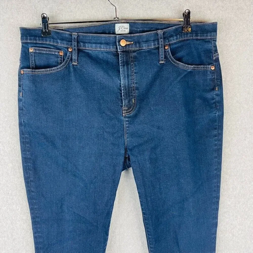 J. Crew Womans Sz 20 Jeans High Rise Toothpick Skinny Jeans Blue Stretch Pockets